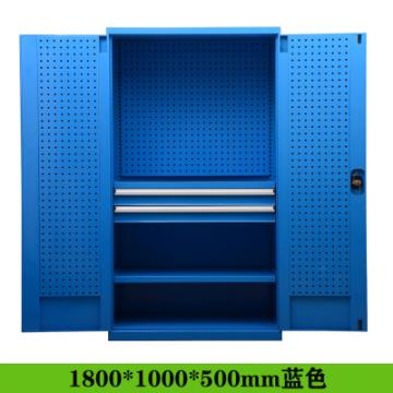 重型工业置物柜-存储柜-工具柜-工具箱-（二层板+二抽+门、背挂）
