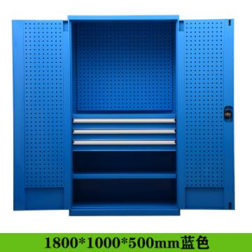 重型工业置物柜-存储柜-工具柜-工具箱-（二层板+三抽+门、背挂）